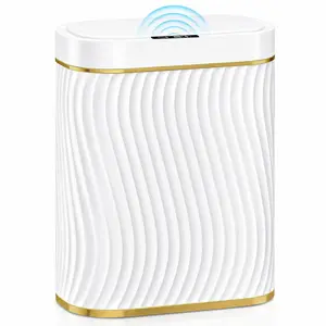 Small bathroom trash can with automatic touchless lid, 2.6-gallon smart trash bin, narrow waterproof trash can, suitable for bedroom, office, living room