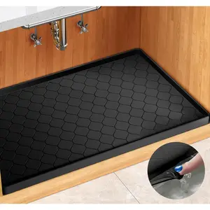 Silicone Under Sink Mat 34" x 22", kitchen and Gadgets, Shelf liner and Cabinet Protector, Home Organizers and Storage, Waterproof Bathroom Tray
