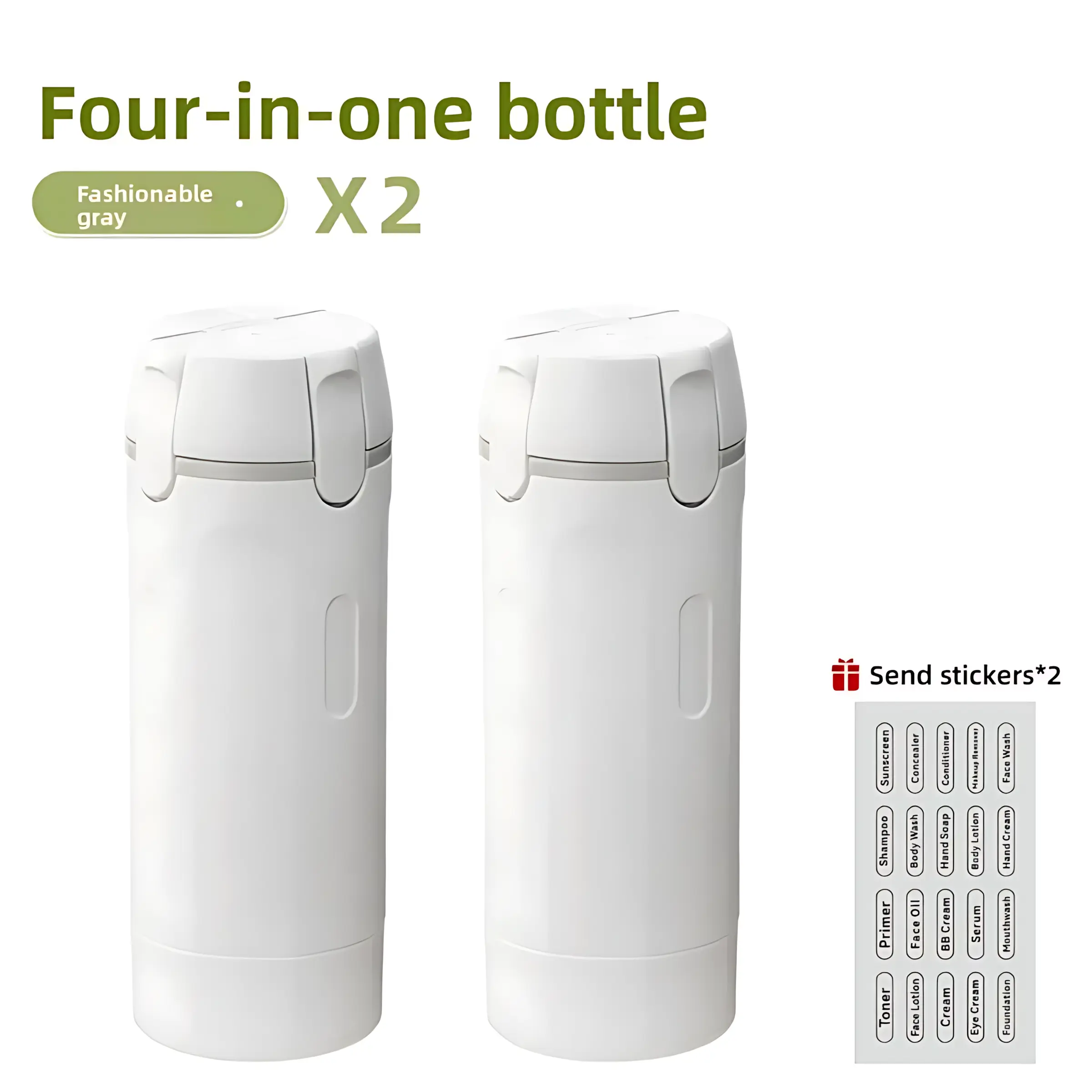 2-Pack Lightweight Plastic 4-in-1 Travel Canister Organiser Set, Durable ABS Refillable Dispenser Bottles, TSA-Compliant Leak-Proof 30 ml Toiletry Containers for Shampoo, Lotion