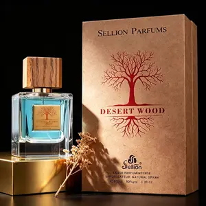 Selion Perfume - Tropical Forest Perfume - Features a blue-pink glass bottle design with a wooden cap. Suitable for both men and women. It is a lightweight, woody-scented perfume.