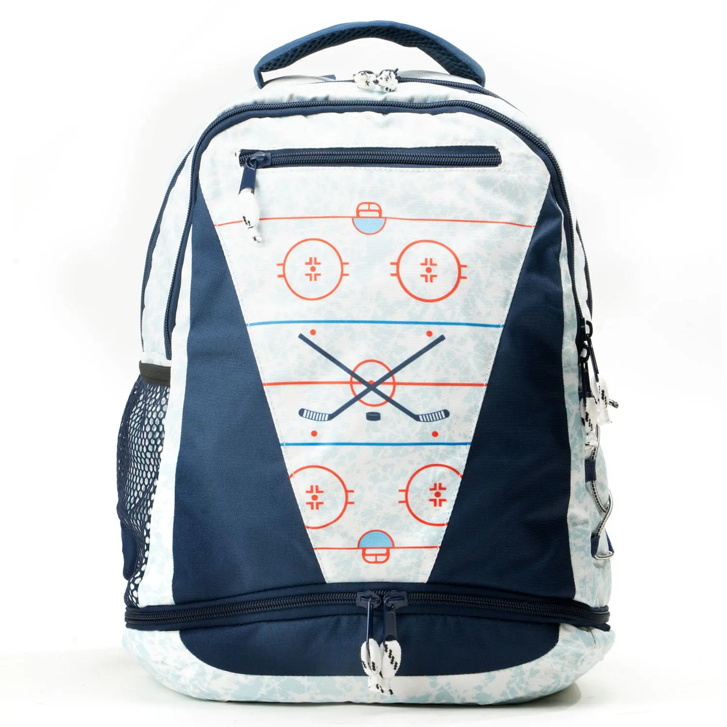 Varsity Sport Hockey Backpack for Active Players, Rinkside Bag with Bottom Shoe Pocket, Mesh Pockets & Padded Back Panel