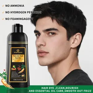 Ginseng Extract 5-in-1 Black Hair Dye Shampoo | Ammonia-Free | 30-Min Gray Coverage | Salon-Grade Color Lock | 16.9fl oz (500ml)