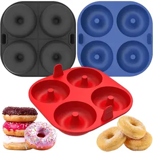 Silicone Air Fryer Donut Pan for Baking, 4-Cavity Nonstick Donut Mold, BPA-Free, Dishwasher Safe, Set of 3