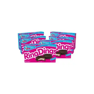 Drake's Ring Dings, 6 Boxes, 48 Individually Wrapped Chocolate Snack Cakes with Vanilla Creme, Dessert Treat