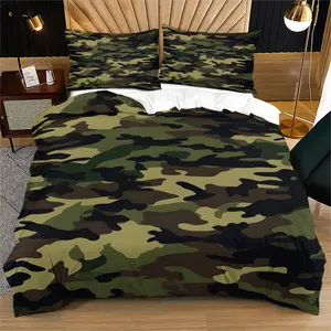 Camouflage printed pattern duvet cover set, including 1 duvet cover and 1 or 2 pillowcases, without core or pillow, suitable for bedroom or dormitory bedding set, suitable for gift giving or personal use