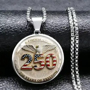 U.S. 250th Anniversary Freedom Commemorative Stainless Steel Necklace — Independence Day Theme