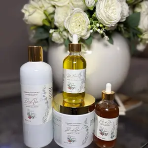 Blooms Hair Hydrate & Grow Kit - Includes Rosemary Cinnamon Ginger Shampoo, Hair Bloom Oil, and Scalp serum and hair mask for Nourishment