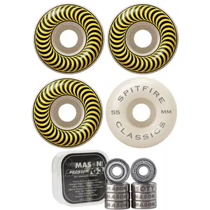 Spitfire Skateboard Wheels 55mm Classics with Bronson Pro G3 Bearings