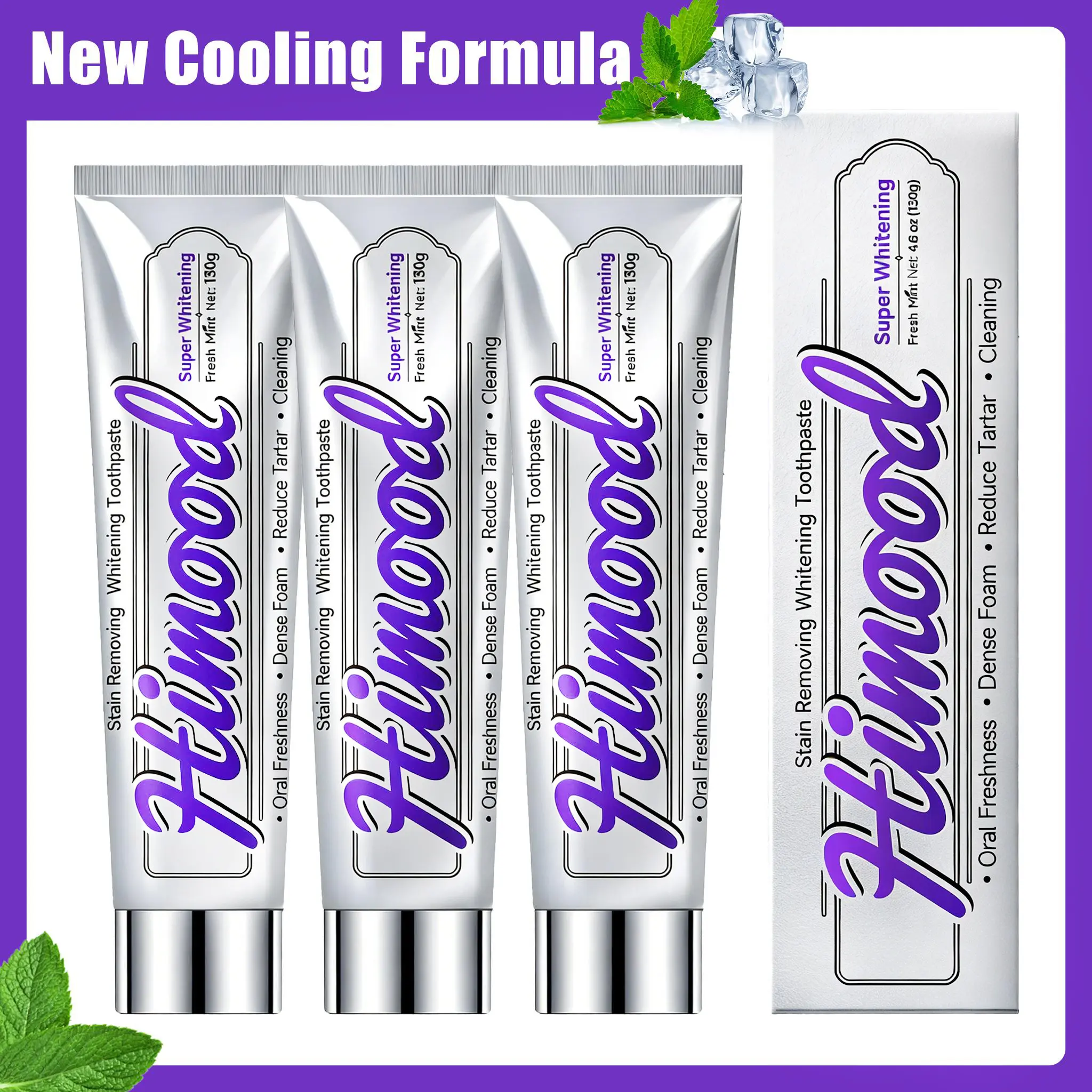 【Summer Deals】Himood Natural Whitening Toothpaste, Fluoride Free Anti-Cavity Toothpaste with Zinc Citrate & Mint Extract, Fresh Breath, Plaque & Tartar Control for Daily Oral Care