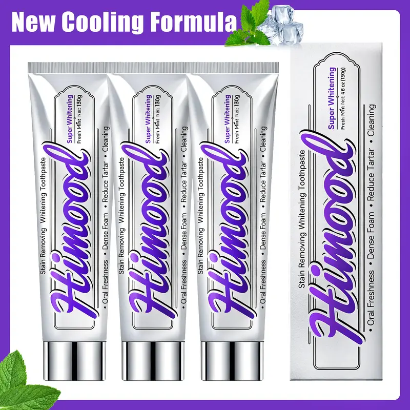 【Summer Deals】Himood Natural Whitening Toothpaste, Fluoride Free Anti-Cavity Toothpaste with Zinc Citrate & Mint Extract, Fresh Breath, Plaque & Tartar Control for Daily Oral Care