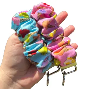 Ice Cream Cone Scrunchie Wristlet Keychain