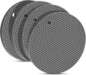 4 PCS Premium Silicone Trivet Mats, Food Grade Silicones, BPA Free, Versatile Silicone Hot Pads for Kitchen, Suitable for Fondue Mats, Can Openers and Spoon Rests