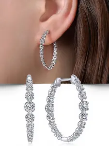 1 Pair Gorgeous Cubic Zirconia Hoop Earrings For Women Fashion Earrings For Wedding Engagement Anniversary Party Jewelry Valentine's Day Gift