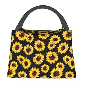 Lunch bag for both men and women, reusable hand-held insulation bag, sunflower print pattern, is an essential item for outdoor camping and daily commuting. It is made of safe and durable insulation material, with a portable and stylish design