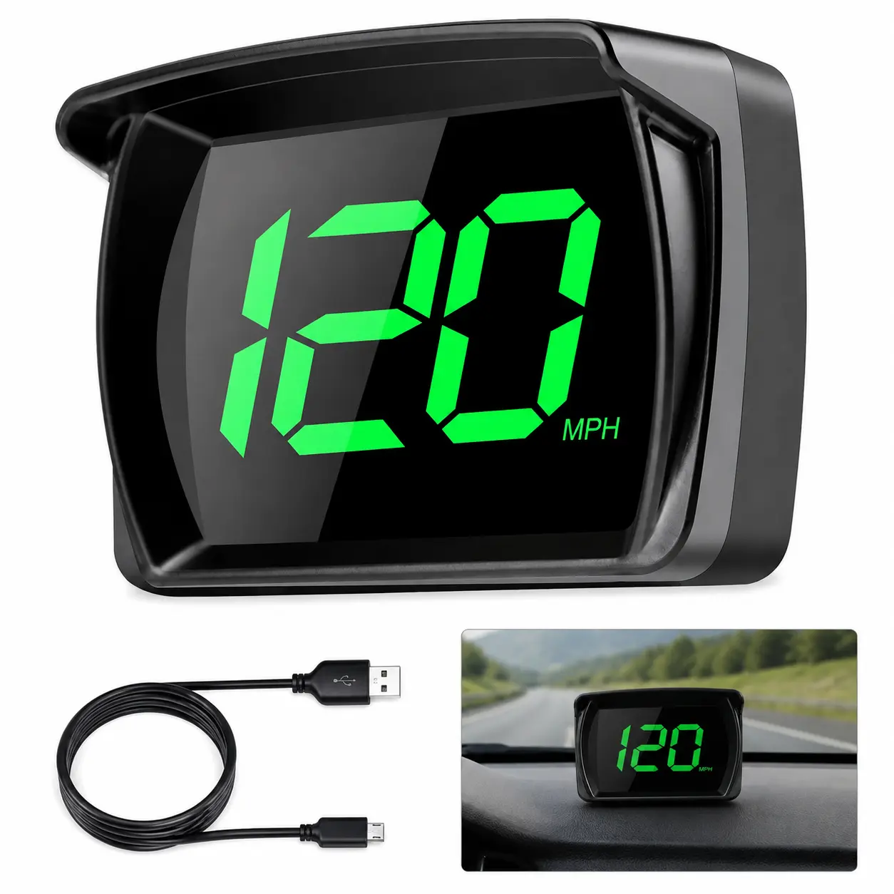 Universal Car GPS Digital HUD Speedometer Dual Chips KMH MPH Reminder Meter HD LCD Display Plug Play For All Vehicle PH043