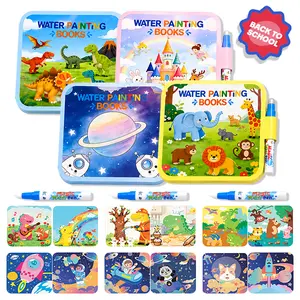 Mess-Free Magic Water Painting Book for Toddlers with Reusable Pen - Colorful, Fun Christmas/Birthday Transportation-Themed Quiet Time Educational Toy, Stress-Relief Sensory Activity for Kids Aged 2-6 (Mom-Approved)