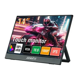Anmite 14-Inch Portable Touch Monitor 1080P HDR 16:9 Low Blue Light For XBox PS4 / 5 Switch Cell Phone PC Loptop Extension