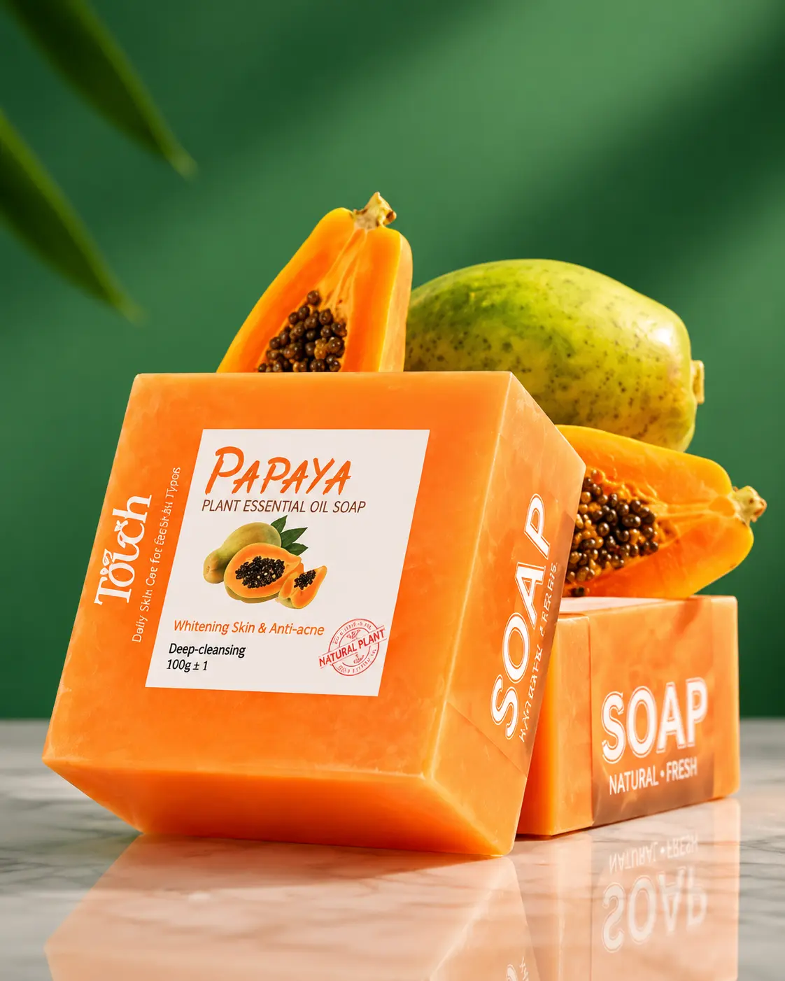 Papaya Essential Oil Soap Bar for Deep Cleansing, Brightening & Hydrating Skin