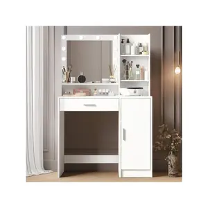 outstanding quality  MIRROTOWEL Vanity Desk With Mirror Light Large Drawer Three Level Storage Dresser 3 Lighting Modes Adjustable Brighess Bedroom Dressing Table