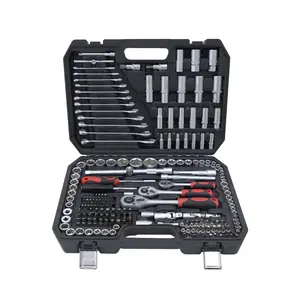 Professional 216pcs Socket Ratchet Wrench Set, 1/4 & 3/8 Inch Drive, Standard Full Mechanic Tool Set for Auto & Motorcycle Repair with Ratchet Handle, Extension Bar, Universal Joint & Reducer