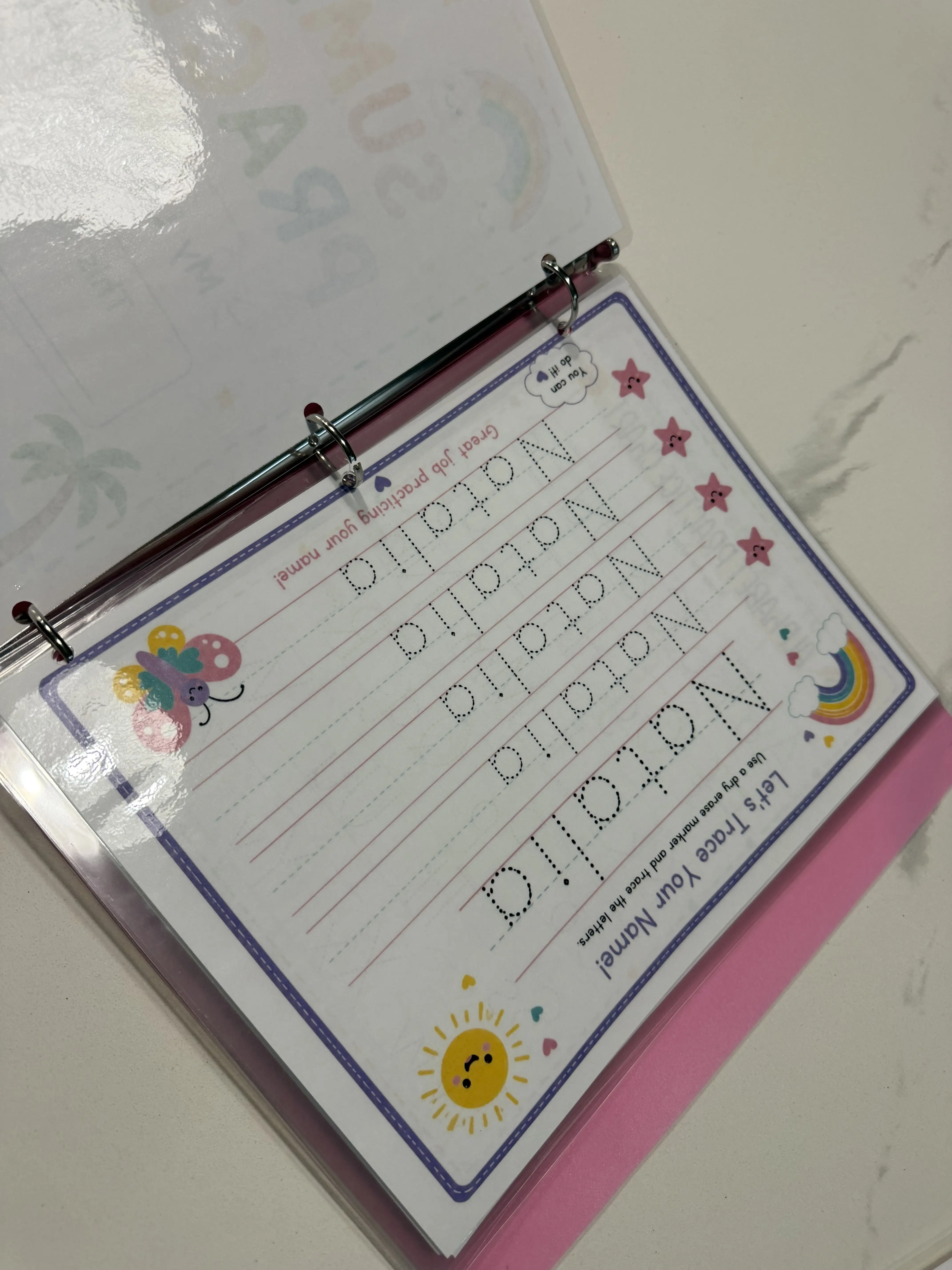 Pre-K & Kindergarten Learning Binder | Personalized Name Tracing | Reusable Dry Erase Workbook