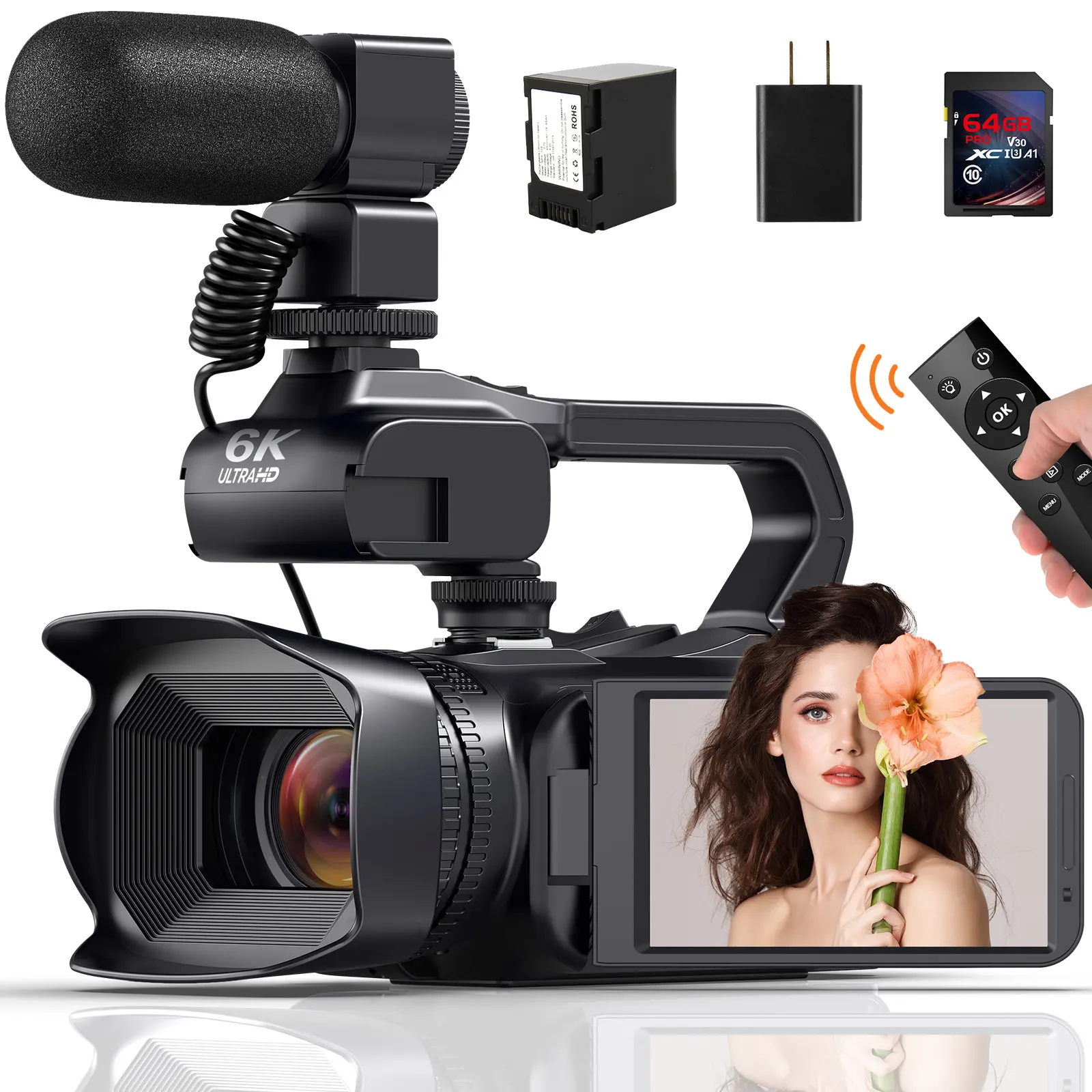 2026 New Year  Video Camera digital zoom comewith 4 inch touch screen wireless remote control and 64Gmemory card apply for outdoorfun Camcorder Crystal