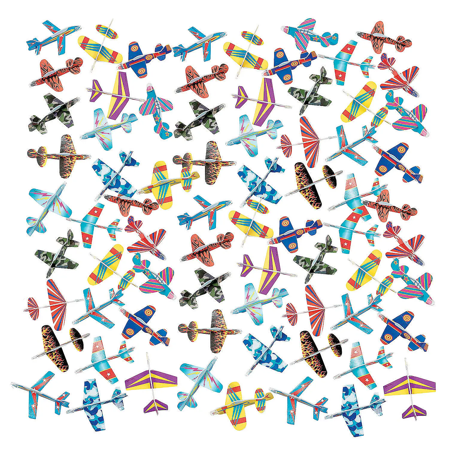 Unisex 5.5in Foam Model Aircraft High-Flying Glider Toy Bulk Pack Assortment - 72 Pc, Multicolor Bright Patterns, Affordable Handouts, Simple Assembly, Ideal for 3-4 Years Olds, Home & School/School Events