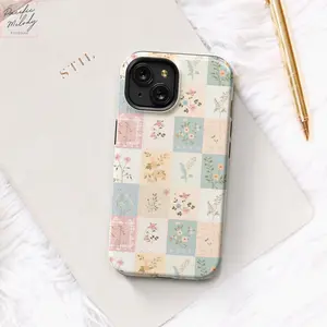Coquette Patchwork Phone Case, Cottagecore Floral Phone Case  MagSafe/Tough Case: IP X–17 All Models, SS 21–25, SS Ultra 21–25