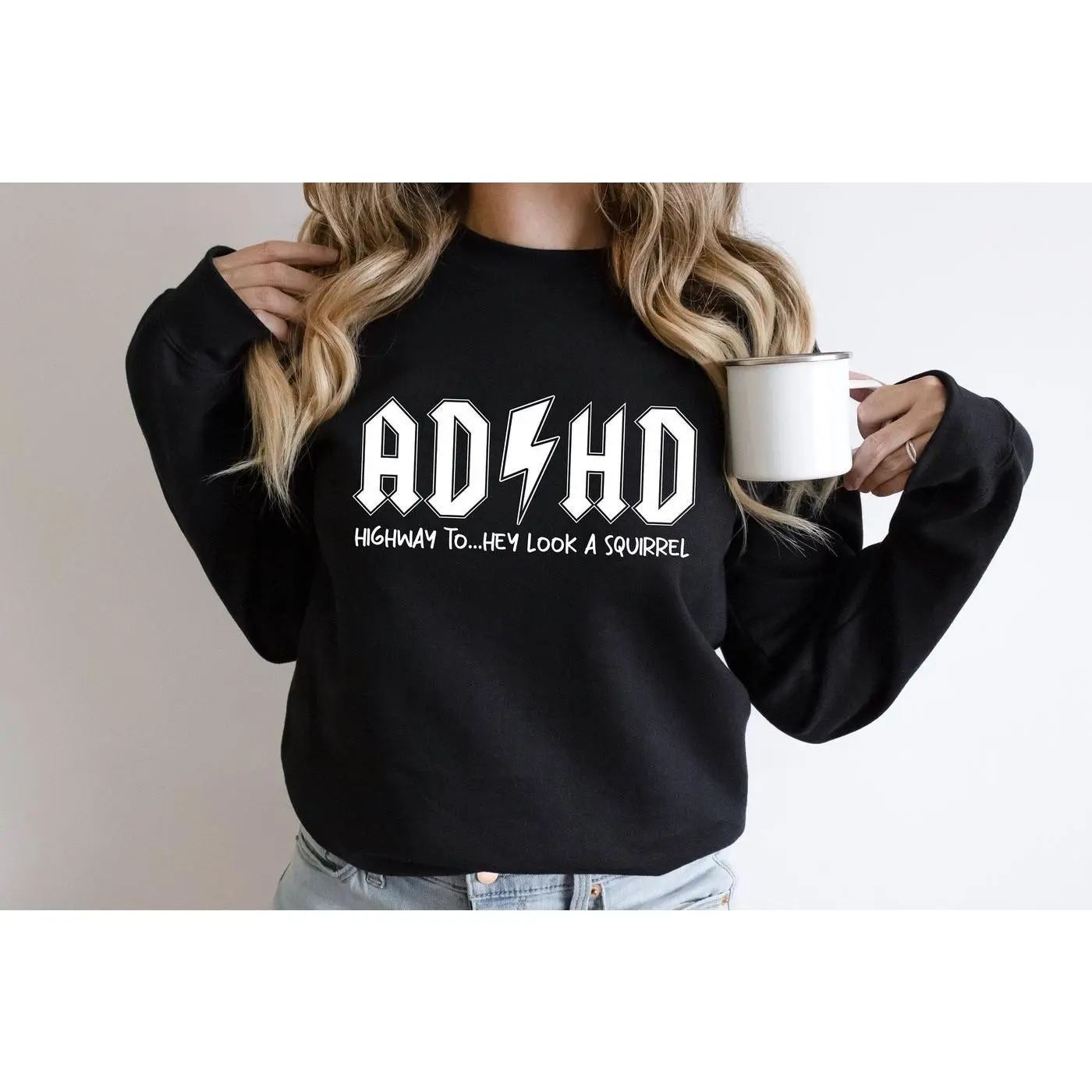 AD HD Highway to... Hey Look a Squirrel Sweatshirt, Funny Adhd Sweatshirt, Mental Health Sweatshirt, Motivational Sweatshirt, Cool Adhd Tee