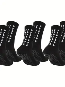3 Pairs Warm Comfort Sports Socks, Rubber Anti-Slip, Shockproof, Breathable, Football, Basketball, Skateboarding, Rugby Socks