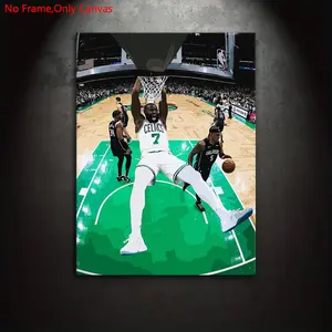 1 piece/set frameless canvas painting print poster, classic pop art style, Jaylen Brown dunk moment, a perfect gift for basketball culture enthusiasts, ideal gift for bedroom, living room, dorm hallway, kitchen, mural, wall decoration, room decoration