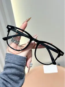 Unisex Fashion Classic Oval Frame Glasses, Elegant Simple Design, Versatile for Daily Work and Study, Men and Women Eyewear