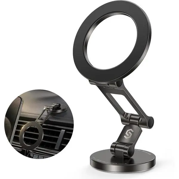 Syncwire Fits MagSafe Car Mount for Car Dash&Tesla Screen[All-Metal] Magnetic Phone Holder, [Flexible Three-axis]360° Rotation Car Mount Strong Magnets Car Phone Holder for iPhone 17 16 15 14 Pro Max