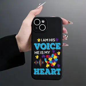 Autism Awareness Voice Heart Phone Case， Supportive Love Style for iPhone 17 16 15 14 13 12 11 Plus Pro Max.