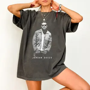 Women's Jordan Davis Countrycore Print Jersey Top - Casual Vintage Southern Fashion Vibe T-Shirt, Style tg23106
