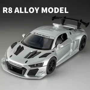 New Audi R8 Track Edition Alloy Car Model, High Fidelity Moveable Structure, Sound Light Return Function, Collectible Toy Gift