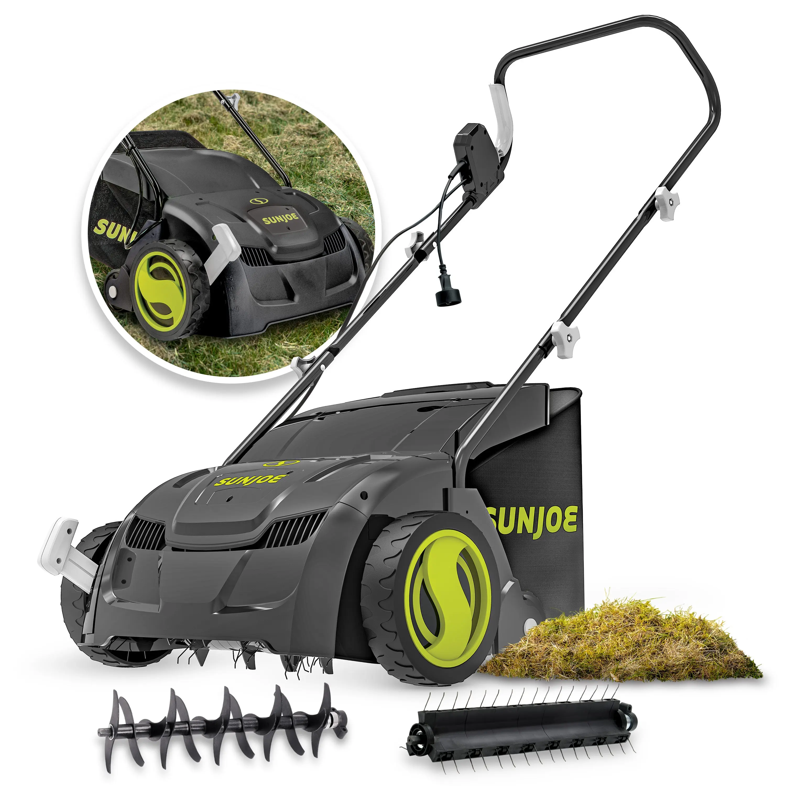 Sun Joe Electric Lawn Dethatcher, Scarifier w/Collection Bag, 12.6-inch, 12-Amp AC Power