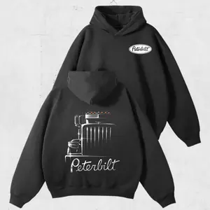 Peterbilt Semi Truck Hoodie, Sweatshirt, T-Shirt – Classic Black Rig Graphic Tee with Front Grill Design, Bold Trucker Workwear Shirt for Diesel Mechanics, Hauling Fans & Road Warriors