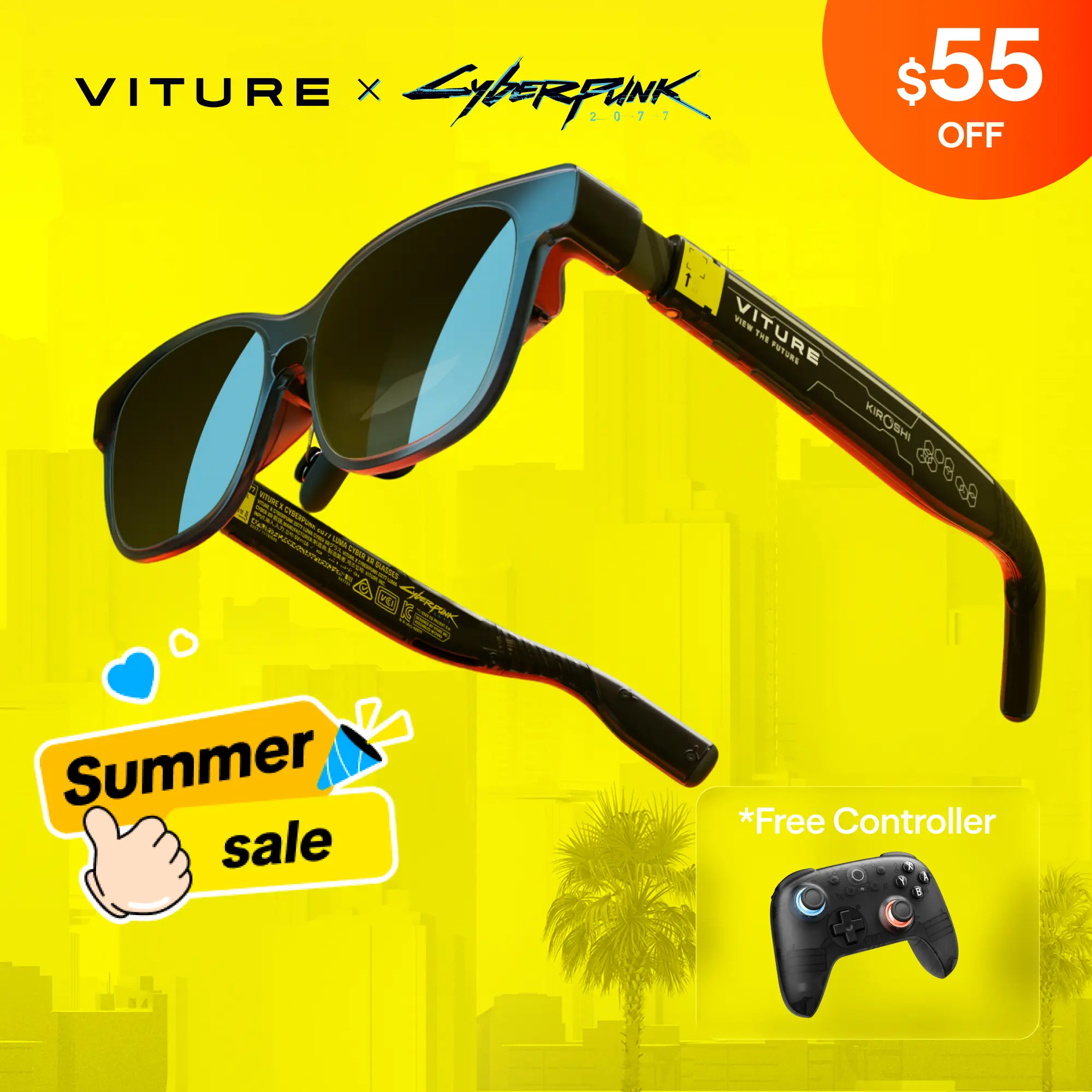 TikTok-Only VITURE Luma Cyber XR Glasses - Cyberpunk 2077 5th Anniversary Collector's Edition, Limited 10,000 Units, CD PROJEKT RED & VITURE Collaboration, for Switch PS5 PC Players Enthusiasts Collectible