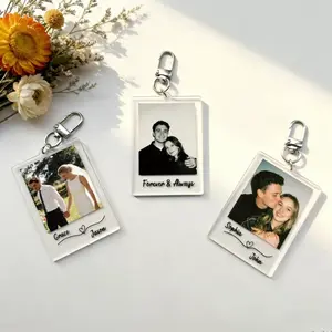 Custom Photo with  Message Keychain - Personalized Picture Keyring Couples Gift Anniversary Tag, Family and Friend Gift