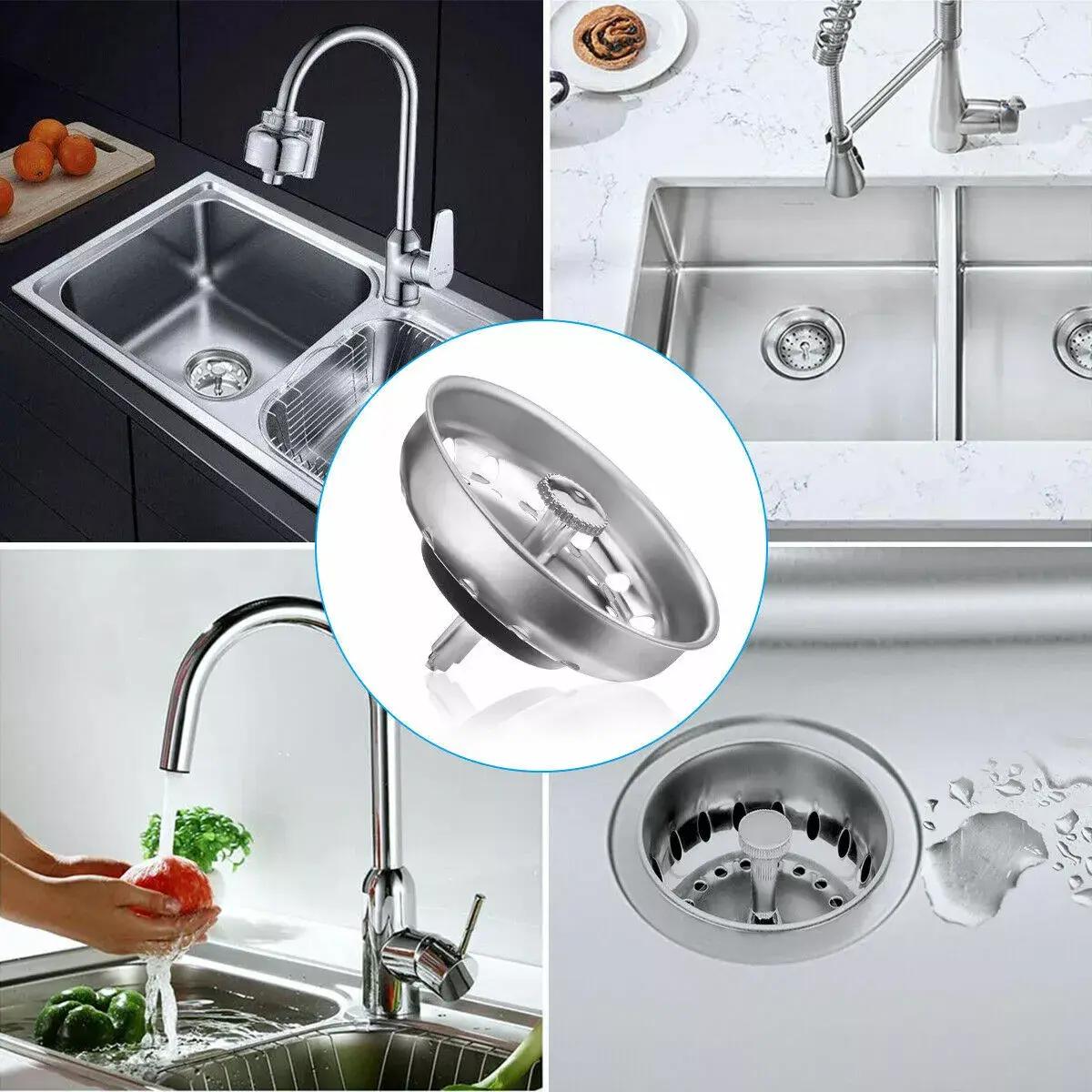2PCS 3-in-1 Kitchen Sink Drain Strainer Stainless Steel Sink Plug Deodorizing Anti-Clog Basket Strainer for 304 Stainless Steel Quality