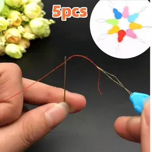 5pcs Plastic through Needle Machine, Quick Threader Needle Threading Tool, Sewing Accessories, Easy-To-Use Thread Guide, Essential for Quilting & Crafting Projects, Needle Threading Machine Manual Sewing Tool for Sewing Craft, Knitting Craft, Quilting