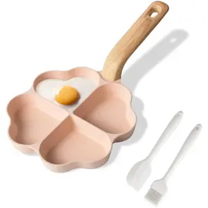 Egg Omelette Pan, 4-Cup Nonstick Granite Omelette Skillet Breakfast Frying Pan Egg Cooker Suitable for Gas Stove & Induction Cookware, PFOA PFOS Free,  Heart Shaped
