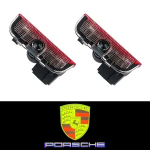 2pcs 3D LED Car Door Logo Welcome Light Projection Laser Ghost Image Shell Lamp Led Car Lights Car Lighting Accessories for Porsche Panamera Taycan 911 718 Macan Cayenne Boxster Cayman 918