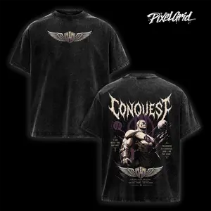 Conquest Invincible Graphic Tee, Oversized Game Graphic Tees, Y2K Vintage Washed, High Quality Cotton, Gaming Shirt, Game Merch, Gift For Gamers, Heavyweight Streetwear, Retro Top, Viltrumite Aesthetic, Conquest Villain Shirt, Mens Fashion Apparel