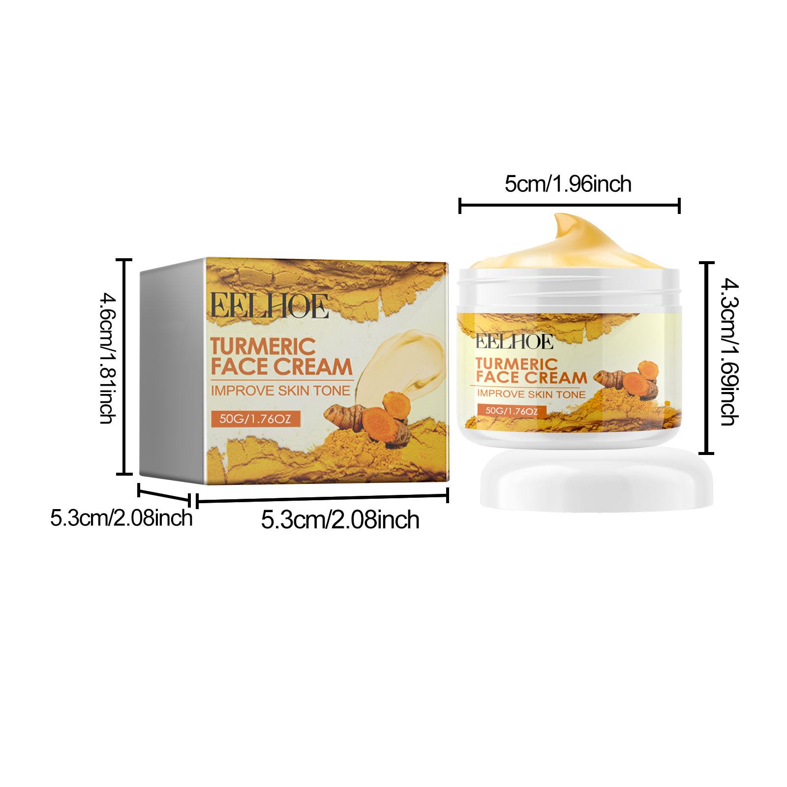 EELHOE Turmeric Brightening Facial Massage Cream - 50g Moisturizing Hydrator with 36-Month Shelf Life, Repairs Dry Skin, Supports Skin Barrier, Controls Pores, for Glowing Complexion, Hydrating