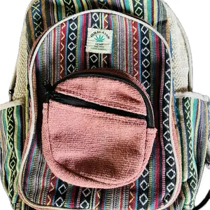 HempStyle Unisex Pure Himalayan Hemp Backpack with Laptop Compartment and multiple pockets, Large  16”L 12”W 6”D