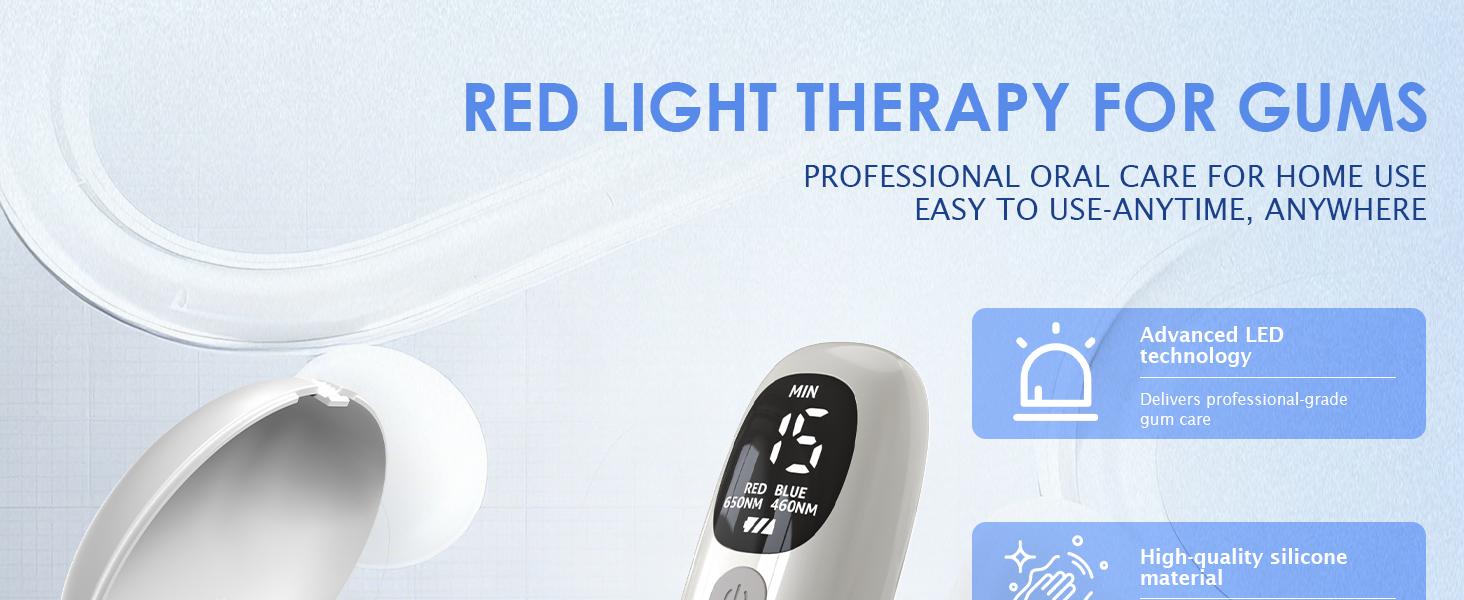 Red Light Therapy Device for Oral Care, 660nm Red & 850nm Near Infrared LED for Gum Disease Treatment, Relieves Bleeding Gums & Tooth Sensitivity, Whitens Teeth & Freshens Breath, Medical Grade with Portable Storage Case