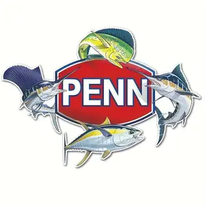 Penn Fishing Logo Sticker, Car Exterior Decorative Sticker, Vehicle Exterior Decoration, Universal Car Decals, Graphic Decal for Car, Laptop, Motorcycle, Truck, Van, RV, SUV, Sticker For Cars