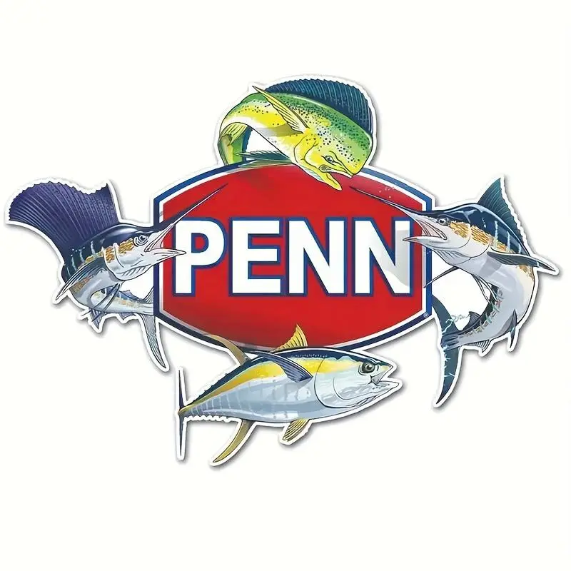Penn Fishing Logo Sticker, Car Exterior Decorative Sticker, Vehicle Exterior Decoration, Universal Car Decals, Graphic Decal for Car, Laptop, Motorcycle, Truck, Van, RV, SUV, Sticker For Cars, Car Stickers